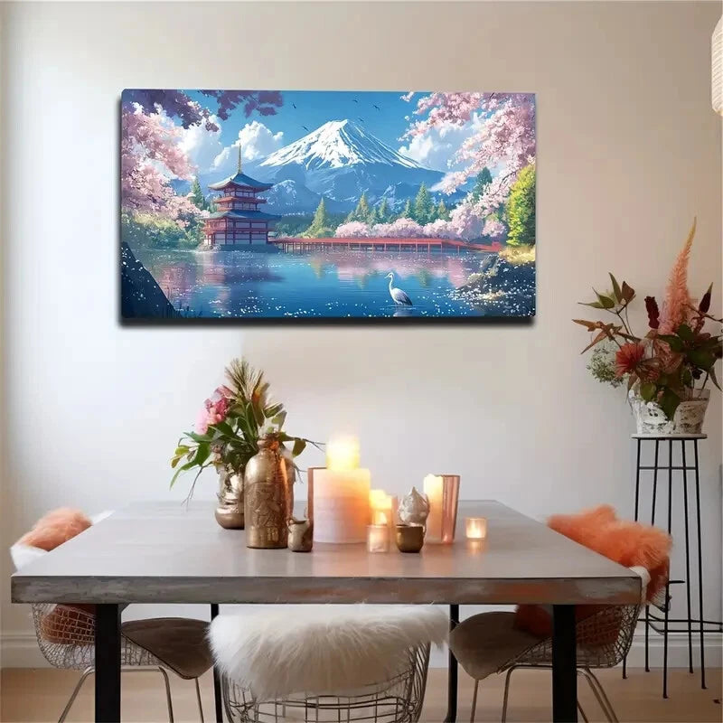 Cherry Blossoms Wooden Wall Art Canvas Office Home Room Framed 120x60cm - Bella Home Decor