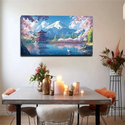 Cherry Blossoms Wooden Wall Art Canvas Office Home Room Framed 120x60cm - Bella Home Decor