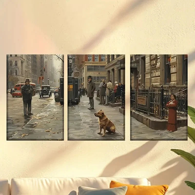 3pcs Loyal Street Dog Posters, Classic Style 50x70cm - High Quality Print 100% Australian Made Wall Canvas Ready to Hang - Bella Home Decor