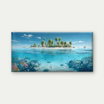 Tropical Island Coral Reef Wall Art Canvas Office Home Room Framed 120x60cm
