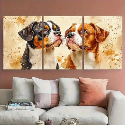 3pcs Watercolor Dogs Portrait Pet Memorial Metal Print Ready to Hang Art - Bella Home Decor