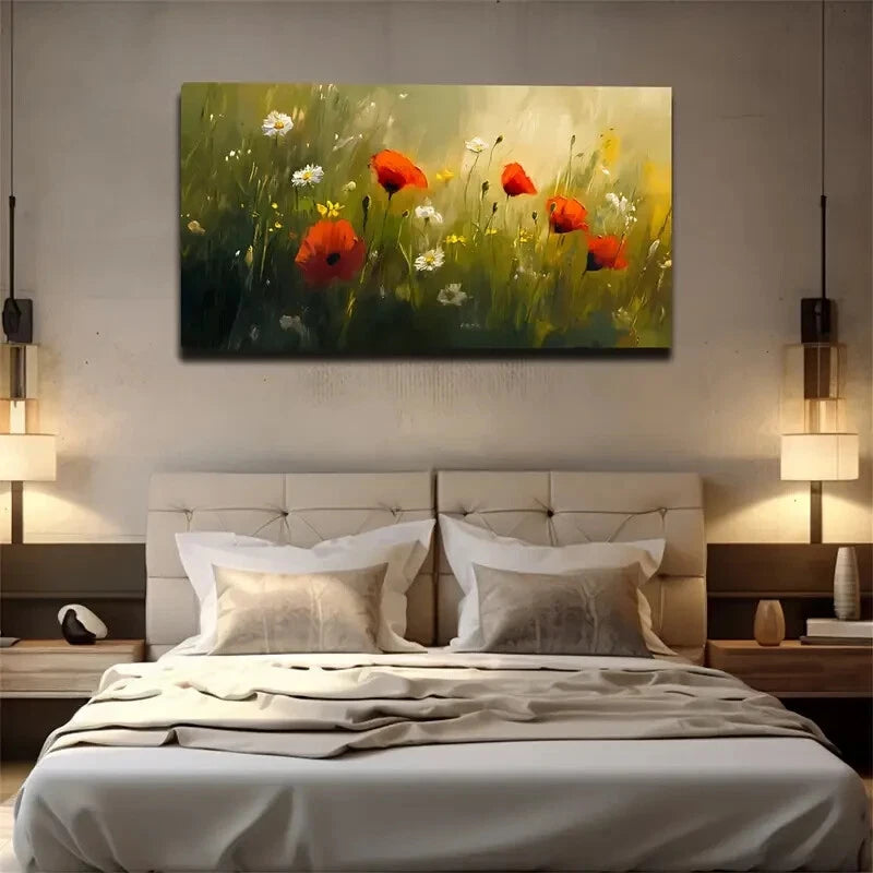 Daisies And Small Yellow Wall Art canvas office home room framed 120x60cm - Bella Home Decor