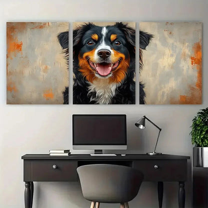 3pcs Australian Shepherd Dog Illustration Metal Print Ready to Hang Art - Bella Home Decor