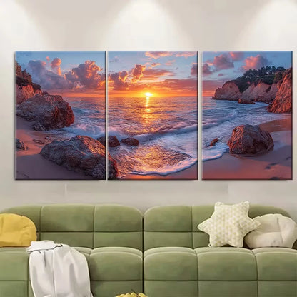 3pcs Tranquil California Seascape Metal Print Ready to Hang Art