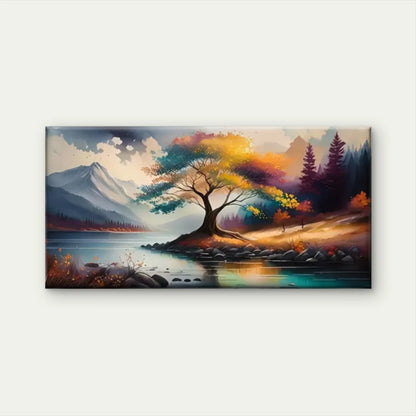 Lakes Trees Mountains Wall Art Canvas Office Home Room Framed 120x60cm