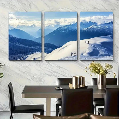 3pcs Snowy Mountain & Forest Landscape Perfect Wall Art Set Canvas Framed 50x70cm - High Quality Print 100% Australian Made Wall Canvas Ready to Hang
