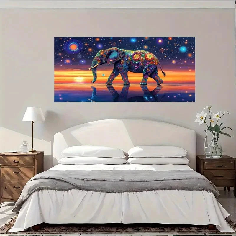 Colorful Elephant Wall Art Canvas Office Home Room Framed 120x60cm