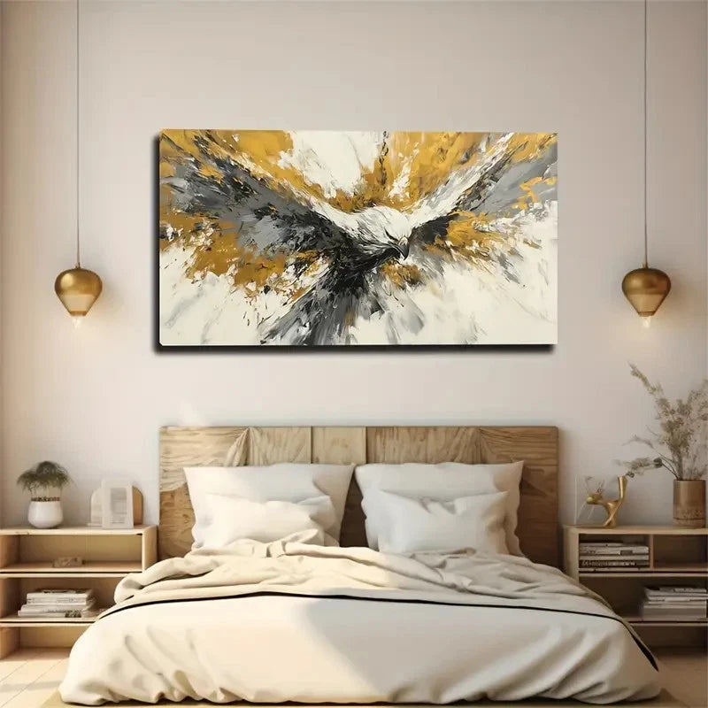 Majestic Eagle Bold Brushstroke Wall Art Canvas Office Home Room Framed 120x60cm