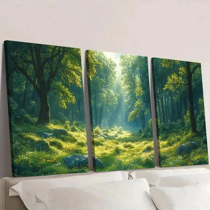 3pcs Vintage Forest Woodland Wall Art Canvas Unframed - High Quality Print 100% Australian Made Wall Canvas - Bella Home Decor