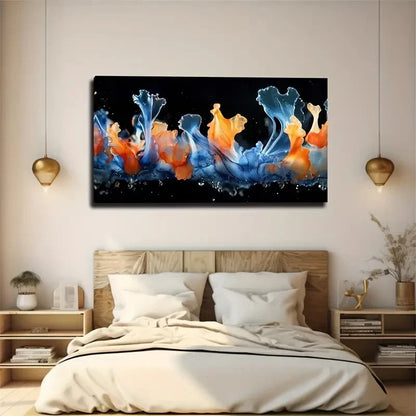 Blue And Orange Liquid Splash Wall Art Canvas Office Home Room Framed 120x60cm