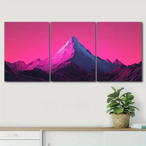 3pcs Vibrant Snow Mountain Colorful Perfect Wall Art Canvas Unframed - High Quality Print 100% Australian Made Wall Canvas
