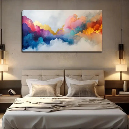 Vibrant Abstract Mountains Wall Art Canvas Office Home Room Framed 120x60cm - Bella Home Decor