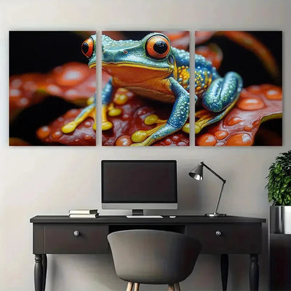 3pcs Vibrant Tree Frog Tropical Jungle Design Metal Print Ready to Hang Art - Bella Home Decor