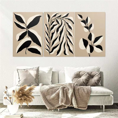 3pcs Botanical Neutral Beige Line Drawings Wall Art Set Canvas Framed 60x90cm – High Quality Print 100% Australian Made Wall Canvas Ready to Hang - Bella Home Decor