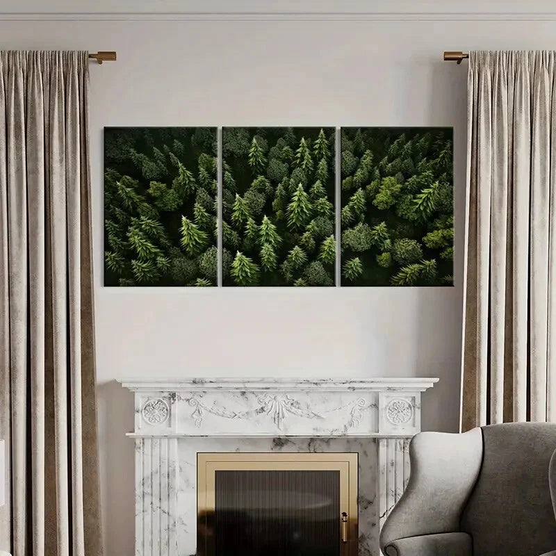 3pcs Forest Trees Greenery Natural Scenery Metal Print Ready to Hang Art - Bella Home Decor
