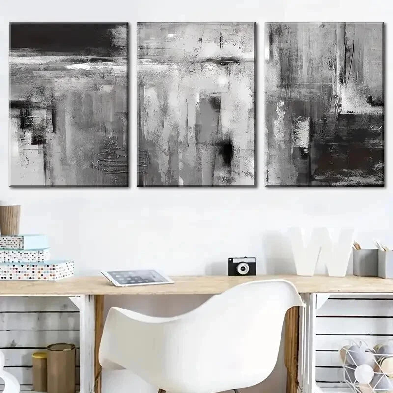 3pcs Modern Abstract Black And White Perfect Wall Art Set Canvas Framed 50x70cm - High Quality Print 100% Australian Made Wall Canvas Ready to Hang - Bella Home Decor