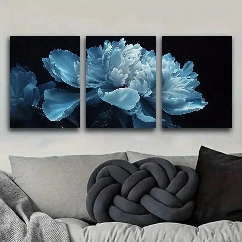 3pcs Featuring Large White Flowers Decoration Wall Art Set Canvas Framed 50x70cm - High Quality Print 100% Australian Made Wall Canvas Ready to Hang