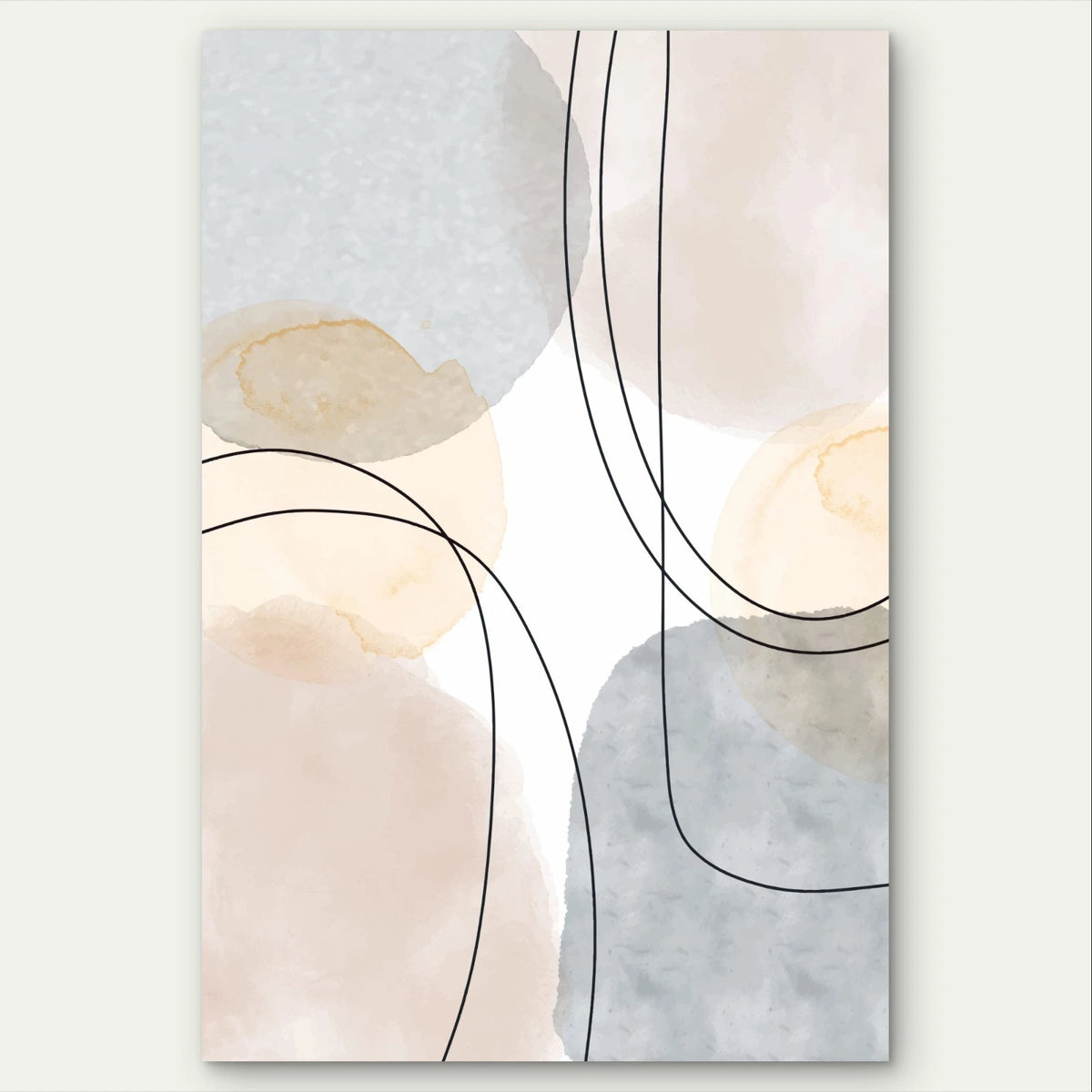 Minimalist Watercolour Circles and Lines 40x60cm Metal Print Ready to Hang