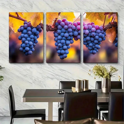 3pcs Grape Vineyard Harvest SD   Wall Art Set Canvas Framed 50x70cm - High Quality Print 100% Australian Made Wall Canvas Ready to Hang