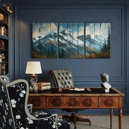 3pcs Alpine Landscape Snowy Peaks Scenery Metal Print Ready to Hang Art - Bella Home Decor