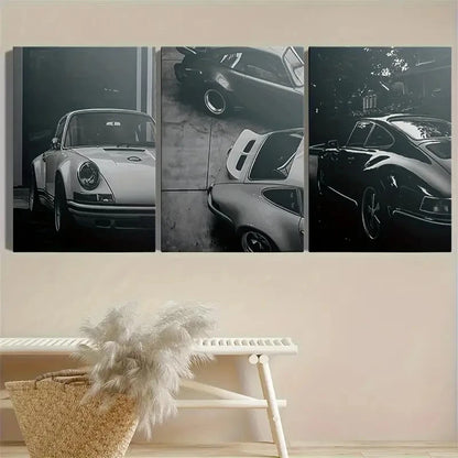 3pcs Vintage Racing & Travel  Sports Room   Wall Art Set Canvas Framed 50x70cm - High Quality Print 100% Australian Made Wall Canvas Ready to Hang