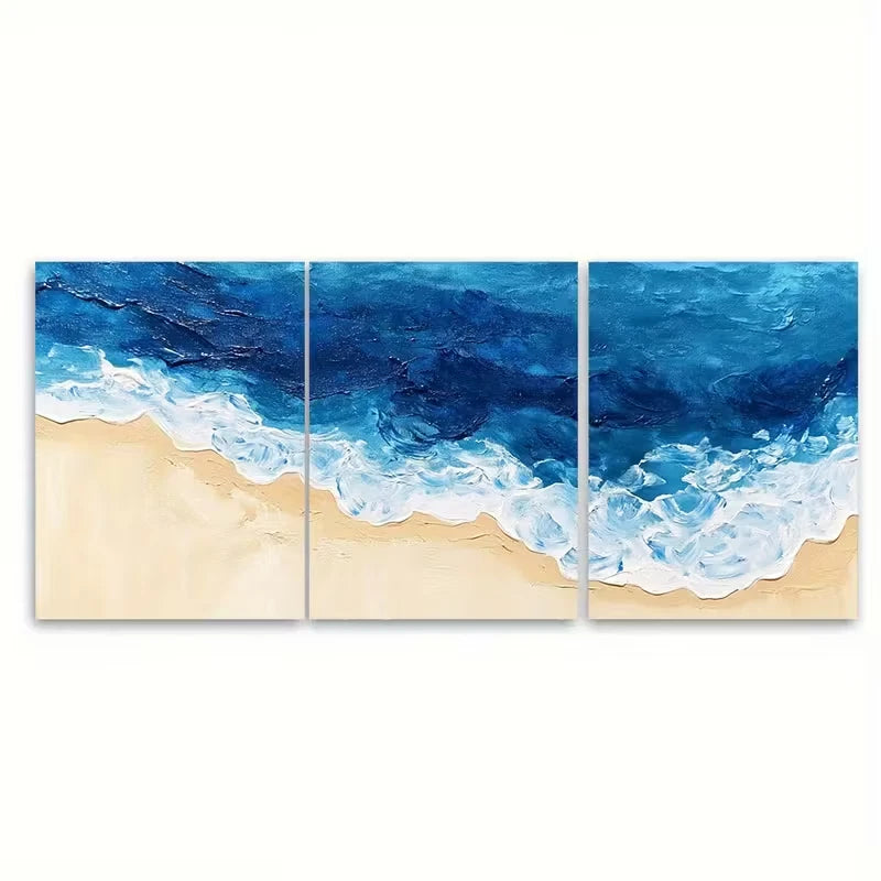 3pcs Beach View, Pool Abstract Art Metal Print Ready to Hang Art - Bella Home Decor