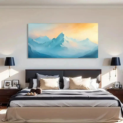 Blue & Orange Abstract Wall Art Canvas Office Home Room Framed 120x60cm - Bella Home Decor