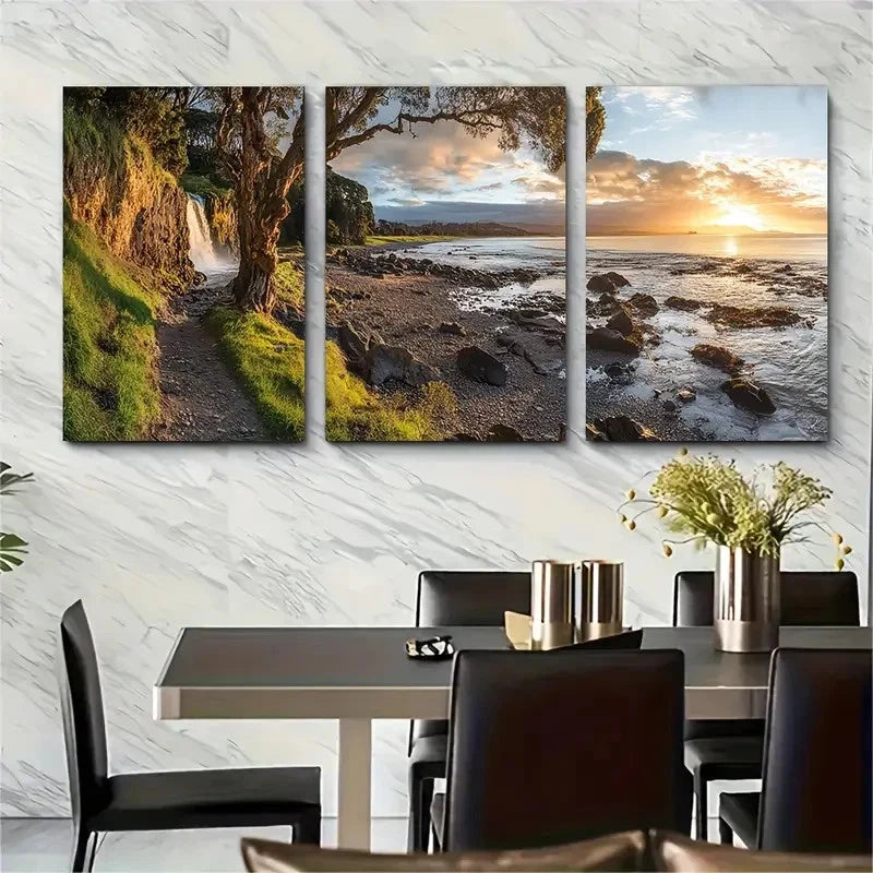 3pcs Falls Park Scenic Views Waterfall Prefect Wall Art Set Canvas Framed 40x60cm - High Quality Print 100% Australian Made Wall Canvas Ready to Hang