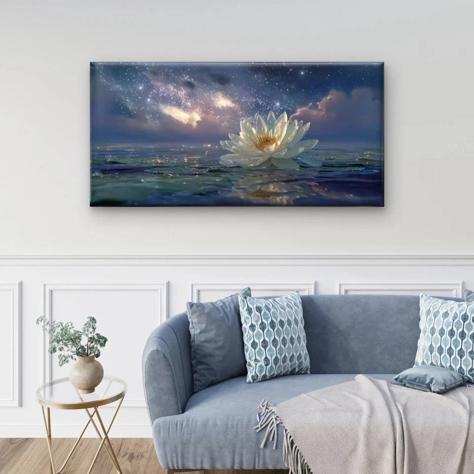 Enchanting Lotus Flower Sea Wall Art Canvas Office Home Room Framed 120x60cm