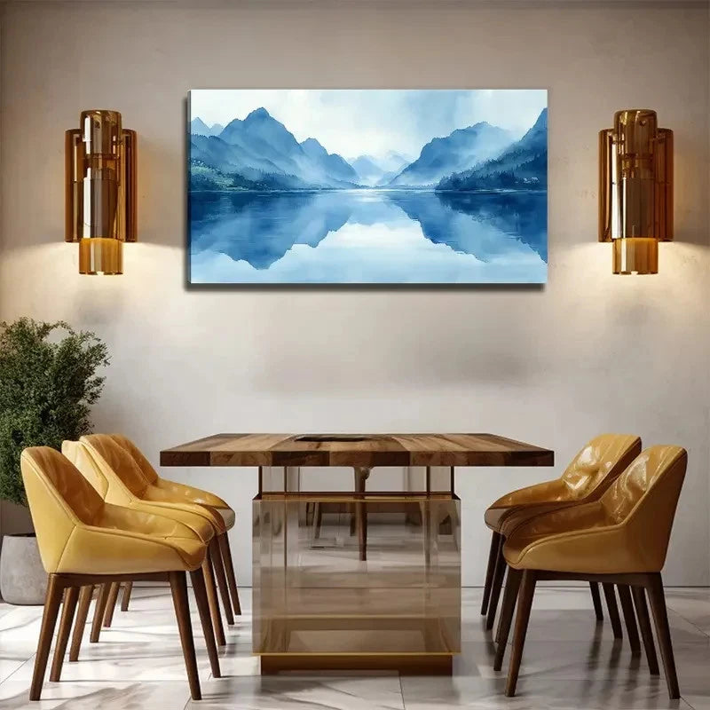 Blue Mountain And Lake Lands Wall Art Canvas Office Home Room Framed 120x60cm