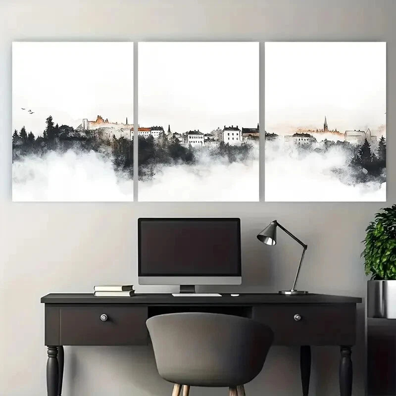 3pcs Boras Sweden Travel Illustration Metal Print Ready to Hang Art - Bella Home Decor