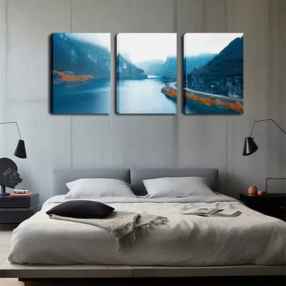 3pcs Great Mountain River Landscape Pictures Wall Art Canvas Unframed - High Quality Print 100% Australian Made Wall Canvas