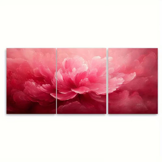 3pcs Pink Radial Abstract Metal Print Ready to Hang Art