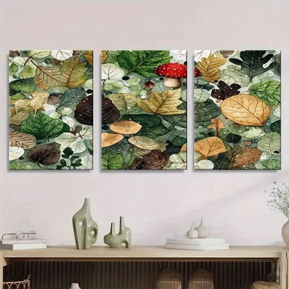 3pcs Abstract Watercolor Forest Leaves Wall Art Set Canvas Framed 40x60cm - High Quality Print 100% Australian Made Wall Canvas Ready to Hang - Bella Home Decor