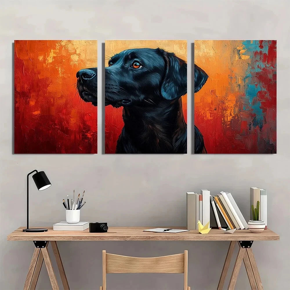 3pcs Labrador Dog Pet Abstract Modern Oil Painting Metal Print Ready to Hang Art - Bella Home Decor