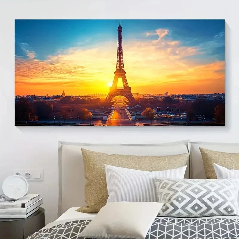 Sunset Eiffel Tower Paris wall canvas office home room framed 120x60cm - Bella Home Decor