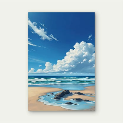 Vibrant Ocean Scene with Big Clouds Metal Print Ready to Hang