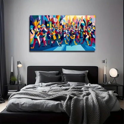 A Group Of Dancing People Wall Art Canvas Office Home Room Framed 120x60cm
