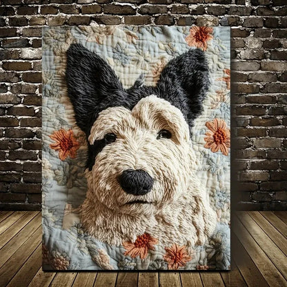 Featuring a Scottie Dog with Heart Blossoms Painting 40x60cm Metal Print Ready to Hang - Bella Home Decor