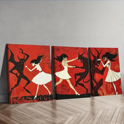 3pcs The Girl and the Beast Red & Black Wall Art Set Wall Art Canvas Unframed – High Quality Print 100% Australian Made Wall Canvas