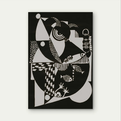 Black and White Modern Geometric Art 40x60cm Metal Print Ready to Hang