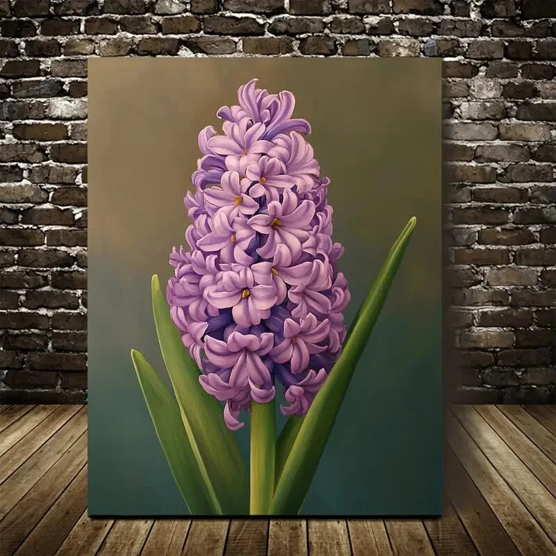 Beautiful Vibrant Purple Hyacinth Flower Painting 40x60cm Metal Print Ready to Hang - Bella Home Decor
