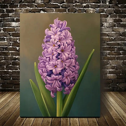 Beautiful Vibrant Purple Hyacinth Flower Painting 40x60cm Metal Print Ready to Hang - Bella Home Decor