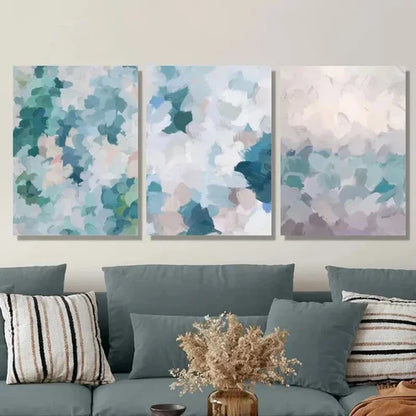 3pcs Colorful Texture Illustration Wall Art Set Canvas Unframed - High Quality Print 100% Australian Made Wall Canvas - Bella Home Decor