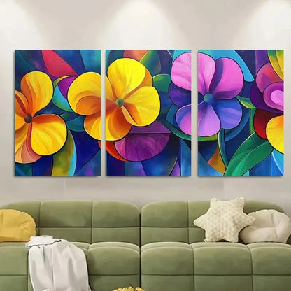 3pcs Colorful Geometric Abstract Design Metal Print Ready to Hang Art - Bella Home Decor