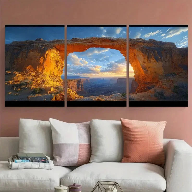 3pcs Mesa Arch Canyonlands National Park Metal Print Ready to Hang Art - Bella Home Decor