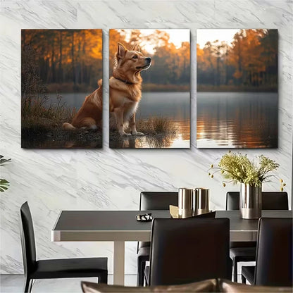 3pcs Serene Dogs by Lakeside Metal Print Ready to Hang Art