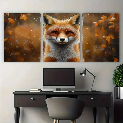 3pcs Red Fox Woodland Animals Metal Print Ready to Hang Art - Bella Home Decor