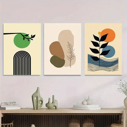 3pcs Abstract 3 Minimalist Modern Green Wall Art Set Canvas Unframed - High Quality Print 100% Australian Made Wall Canvas - Bella Home Decor