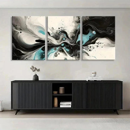 3pcs Black and White Abstract Wall Art Set Canvas Framed 60x90cm - High Quality Print 100% Australian Made Wall Canvas Ready to Hang